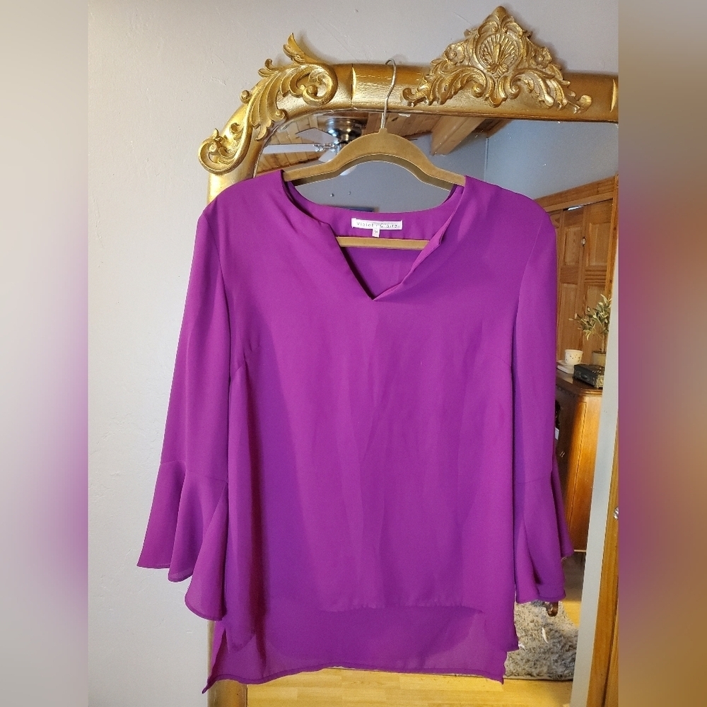 Violet & Claire Magenta Blouse with Flared Sleeves